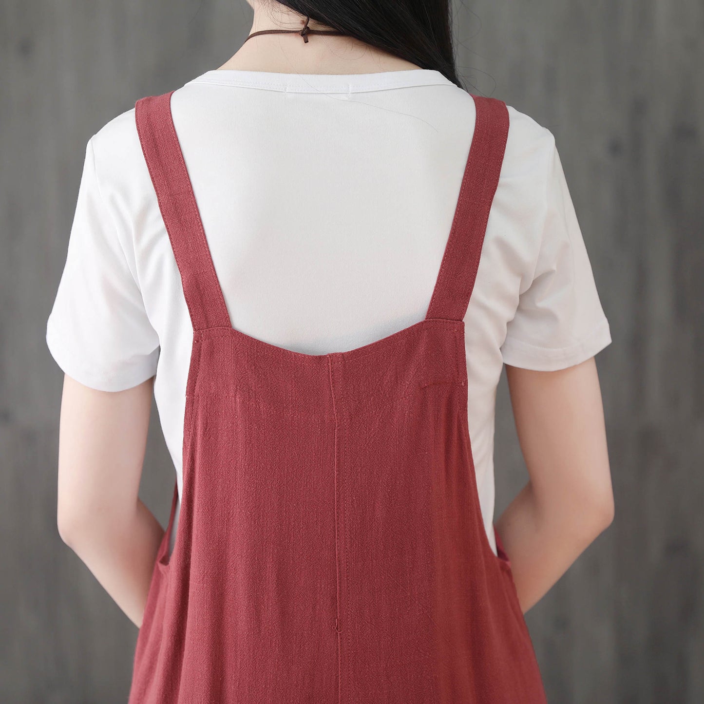 Red Casual Linen Jumpsuits C195901