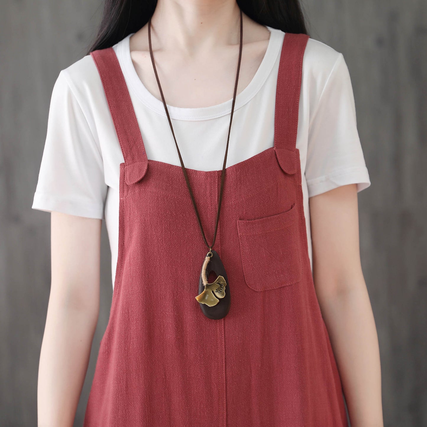 Red Casual Linen Jumpsuits C195901