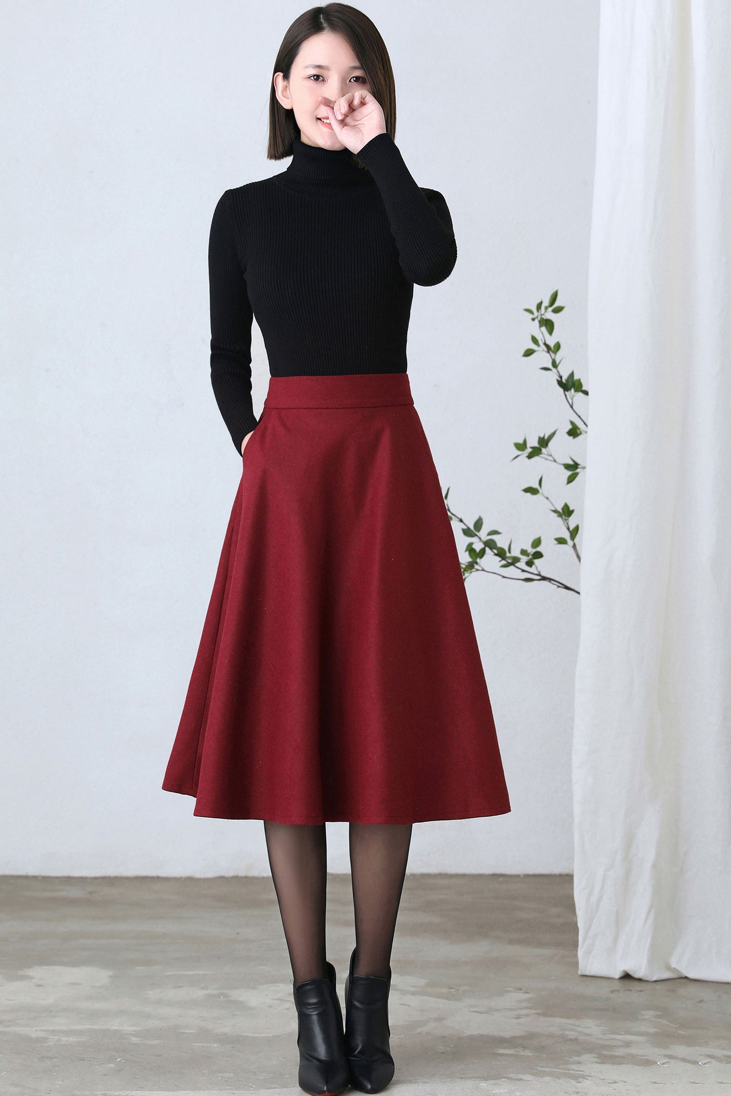 Women's warm Winter Wool Skirt Midi C2607
