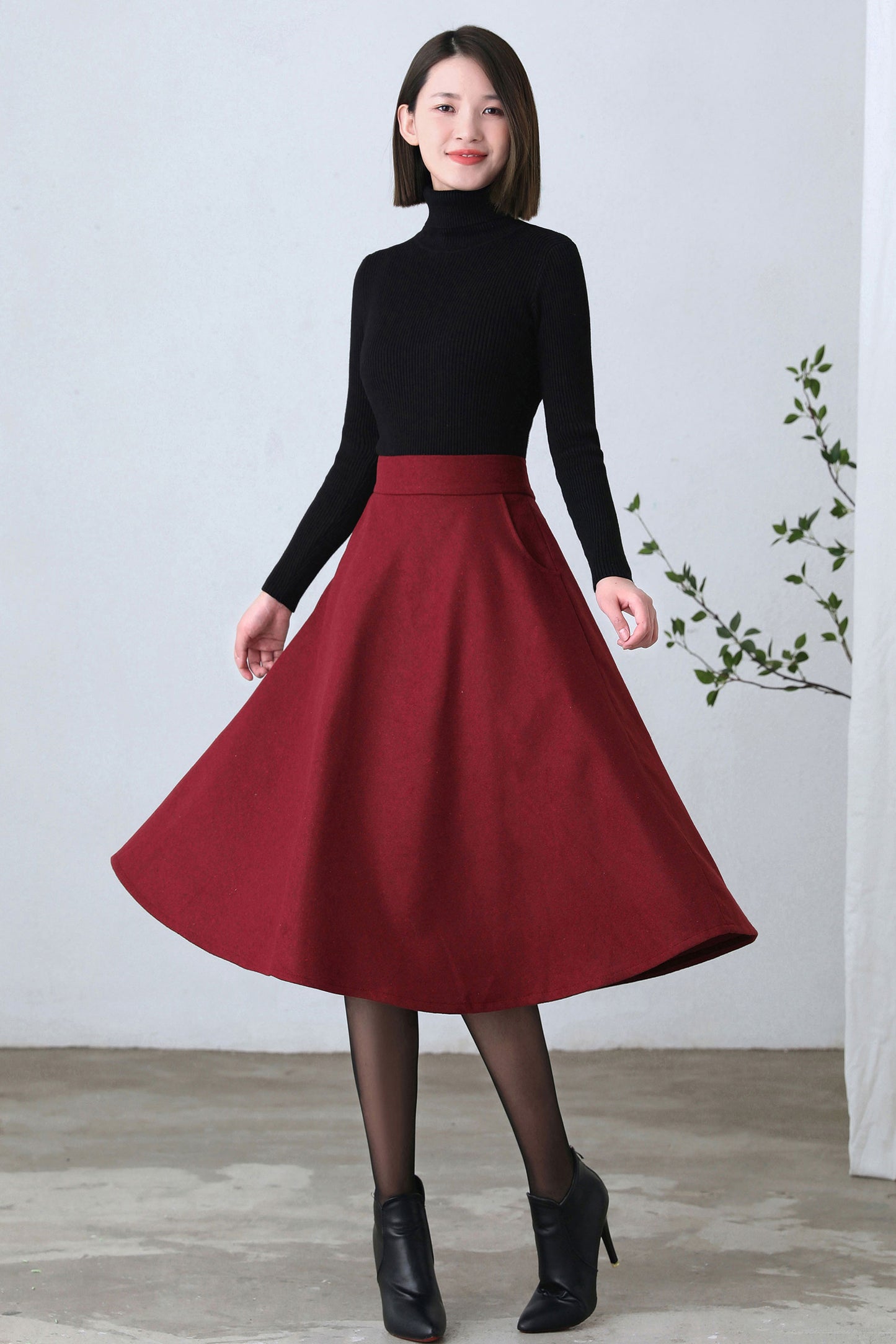 Women's warm Winter Wool Skirt Midi C2607