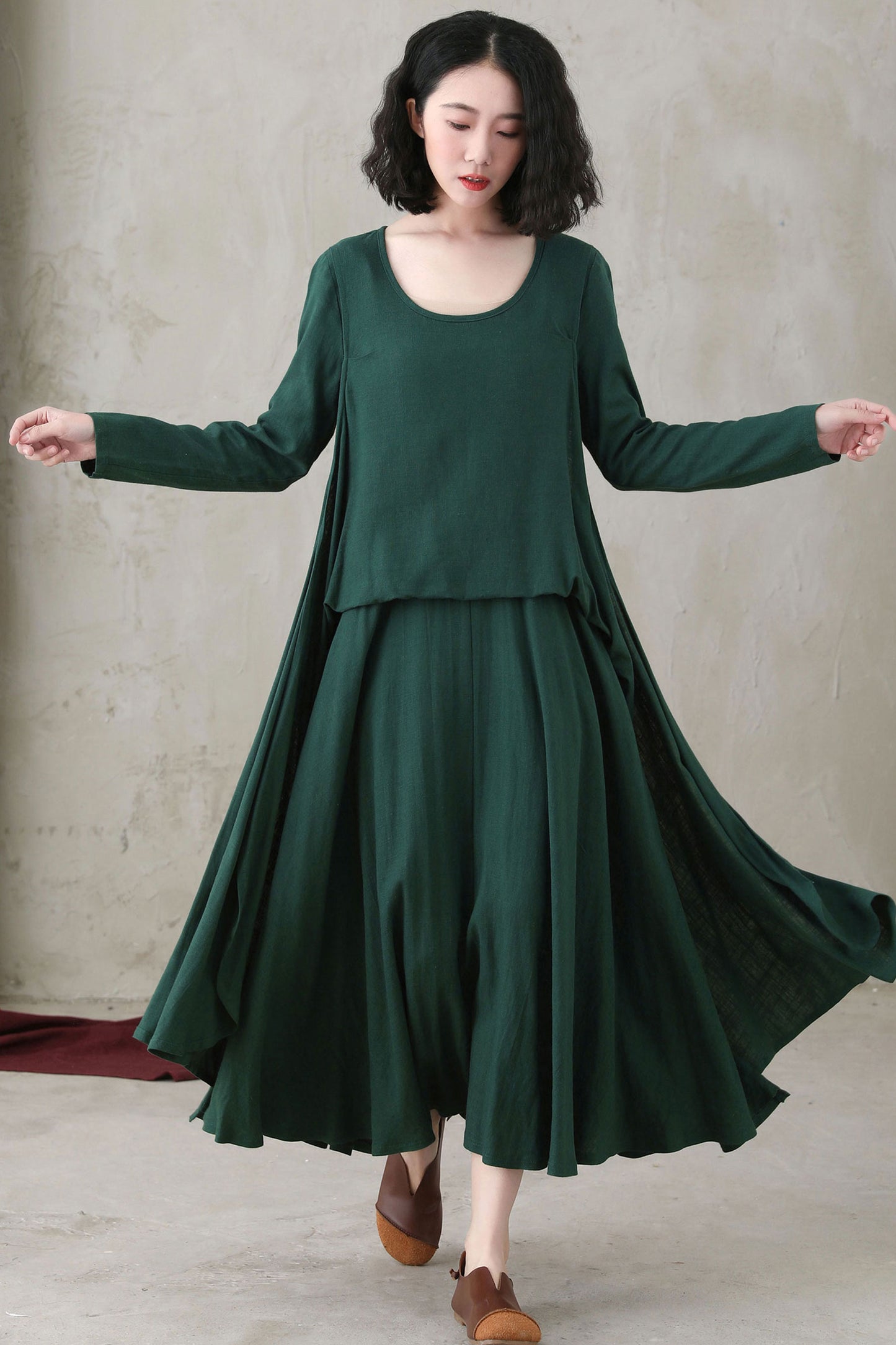 Casual Loose Women Spring Asymmetrical Linen Dress C2743#CK2200553