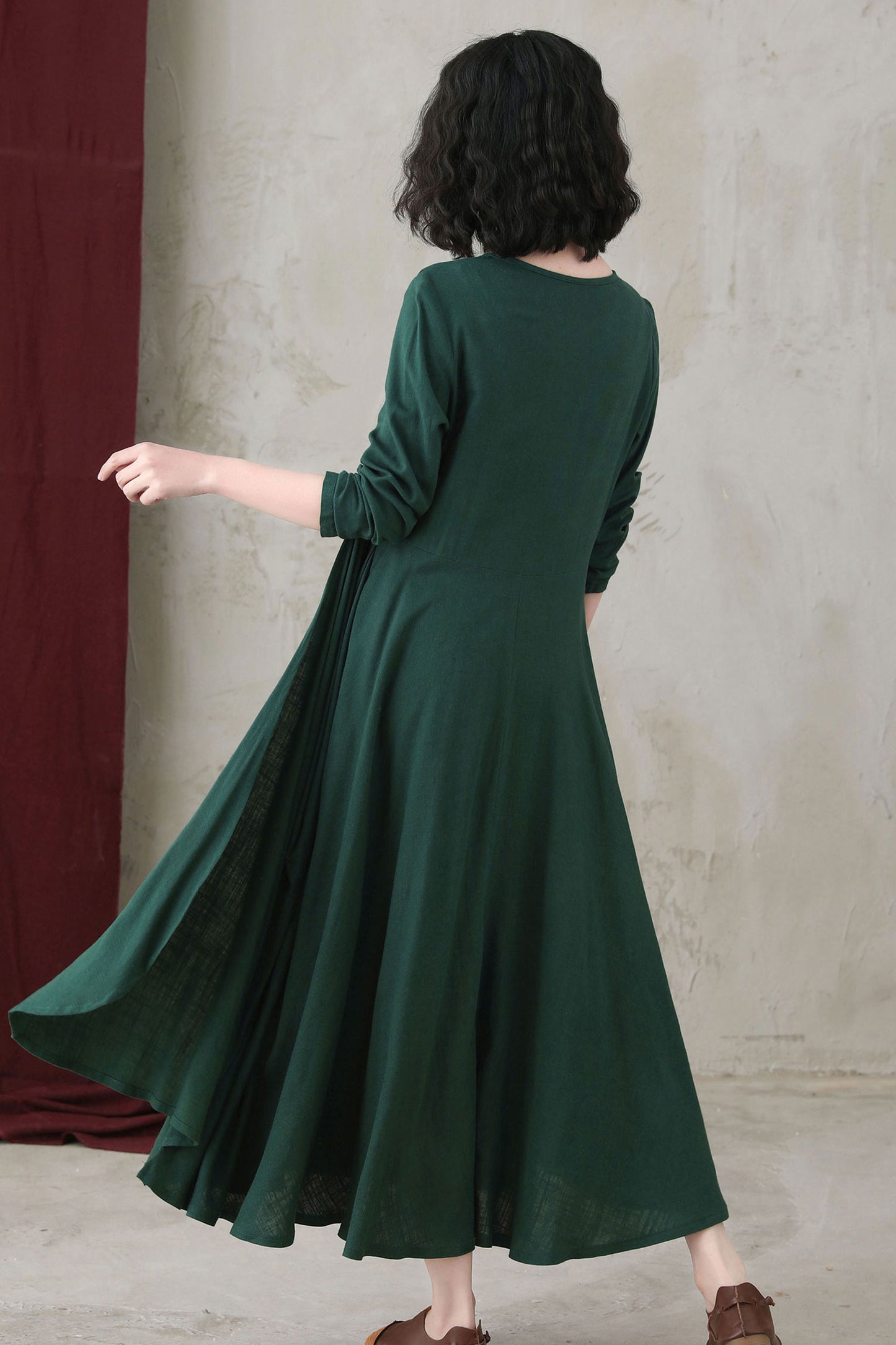 Casual Loose Women Spring Asymmetrical Linen Dress C2743#CK2200553