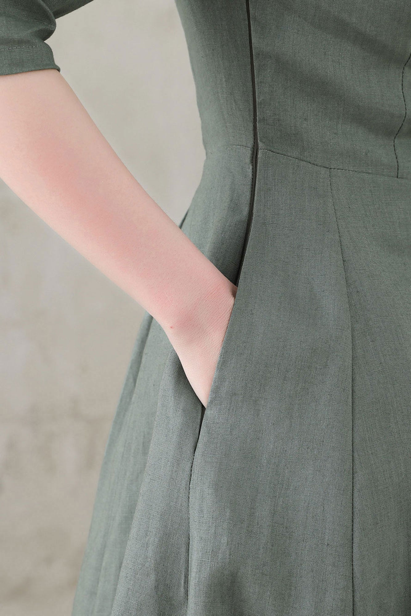 Summer Women Half Sleeve Long Linen Dress C2745#CK2200568