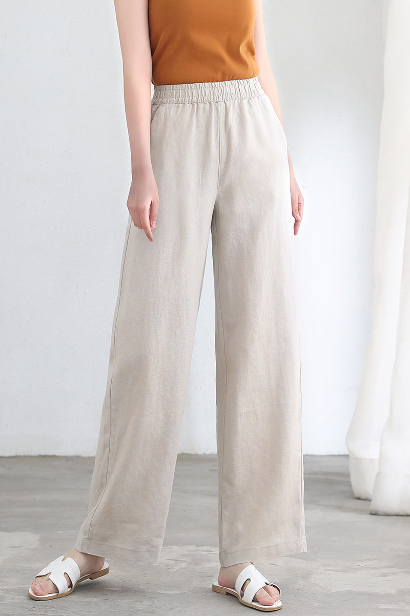 Casual Wide Leg Linen Pants