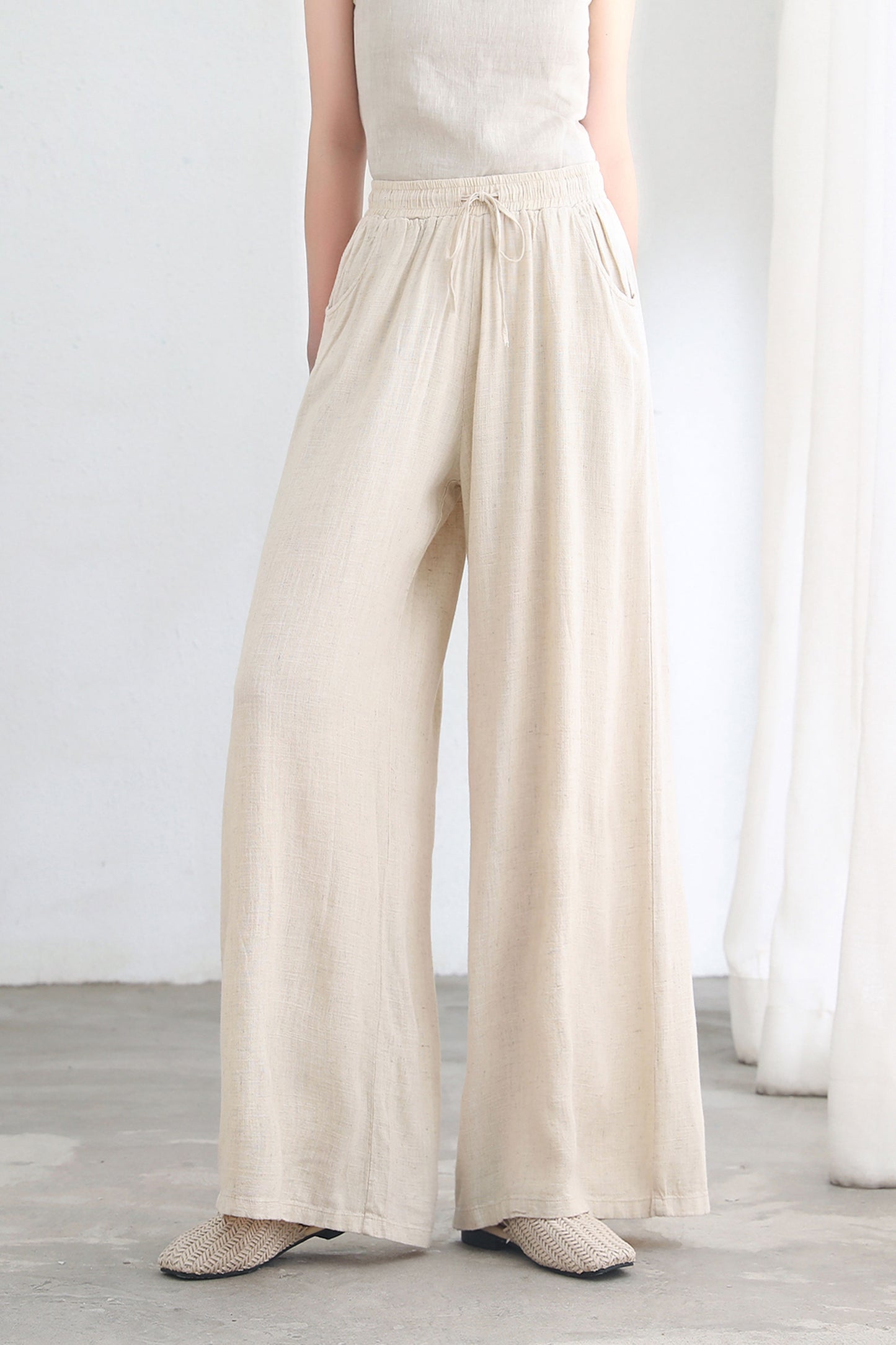 Elastic Waist Drawstring Long Pants C2694