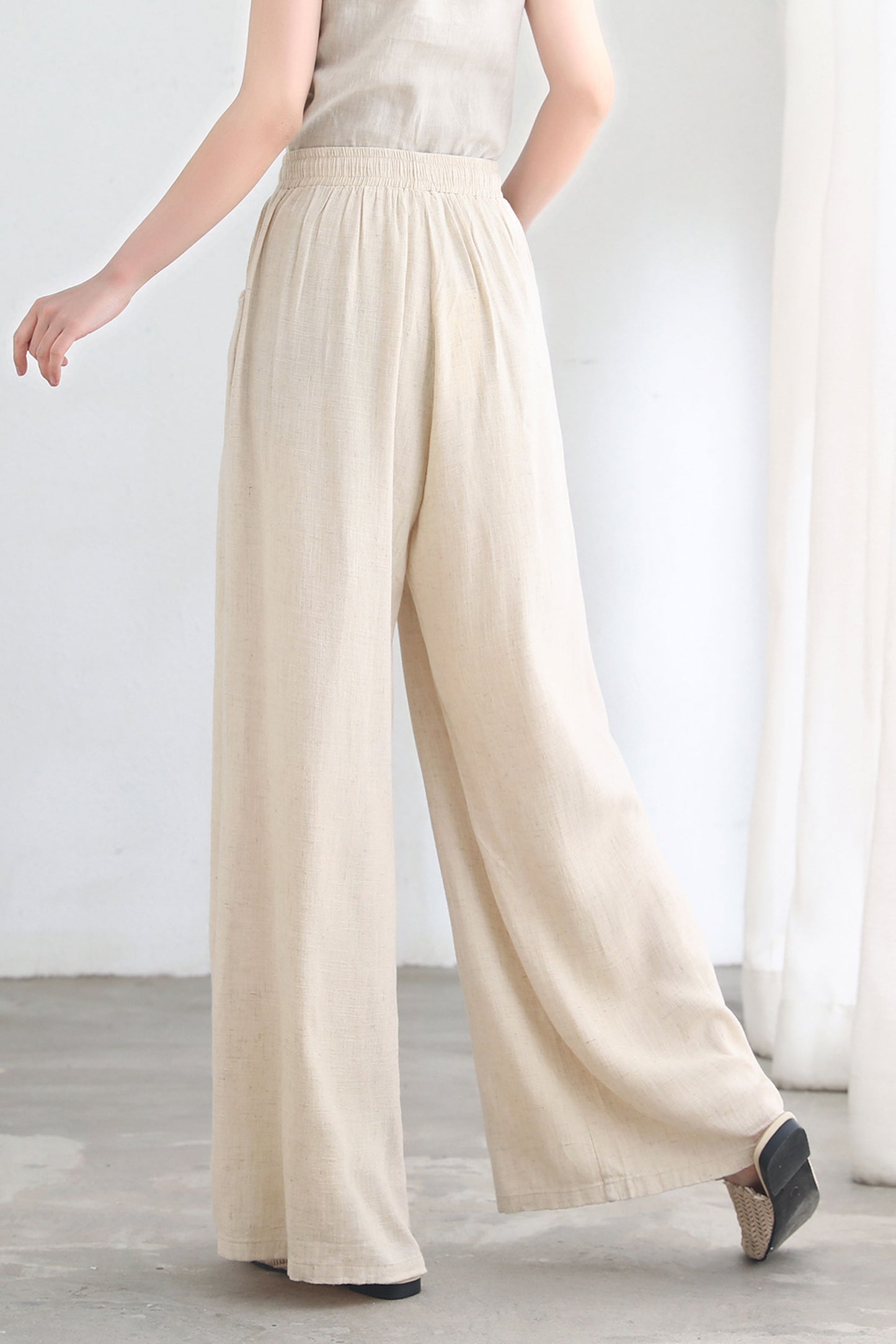 Elastic Waist Drawstring Long Pants C2694