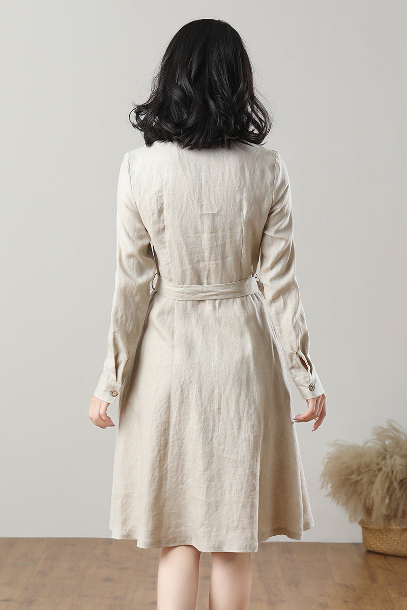 Spring Summer Linen Shirt Dress C3209