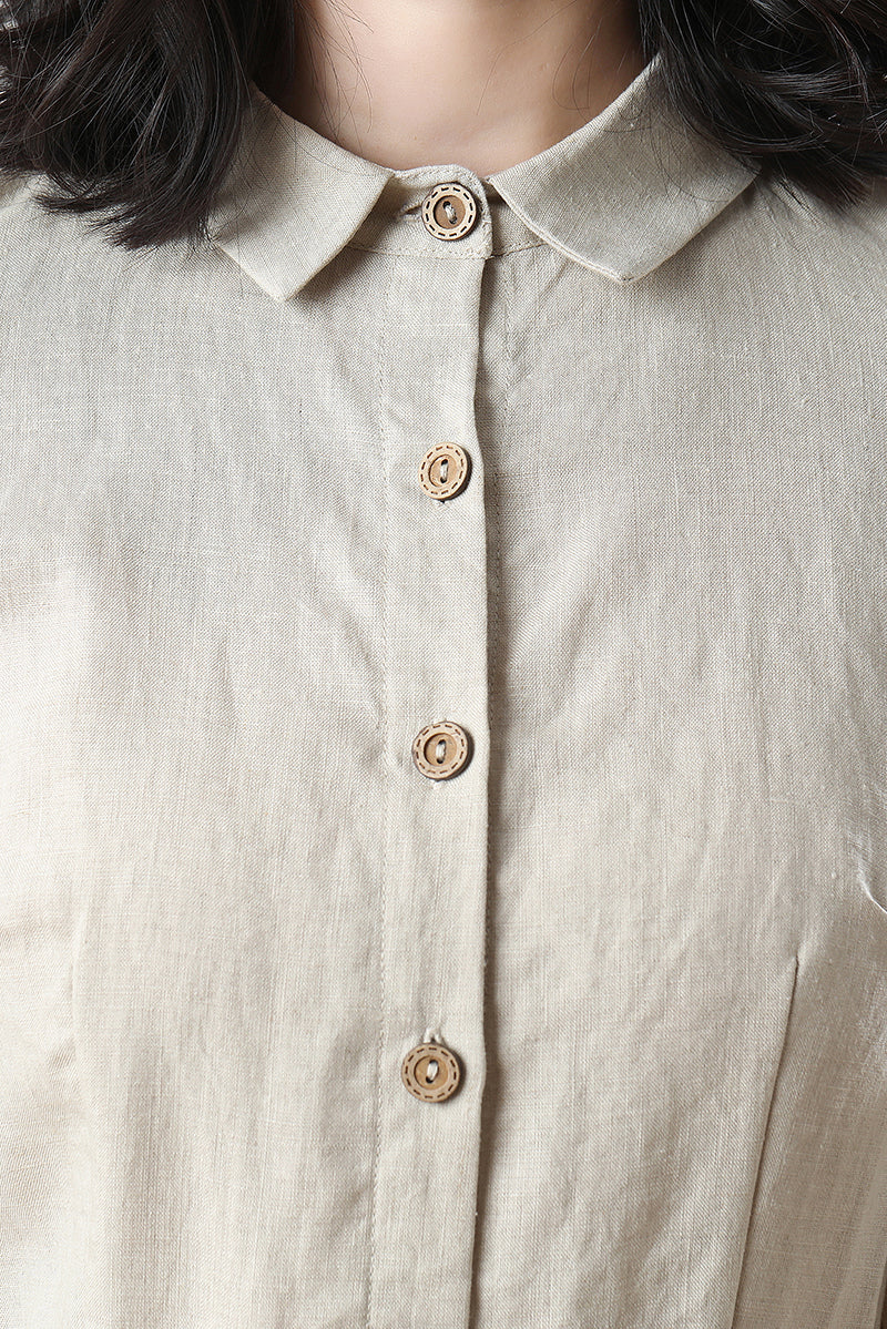 Spring Summer Linen Shirt Dress C3209