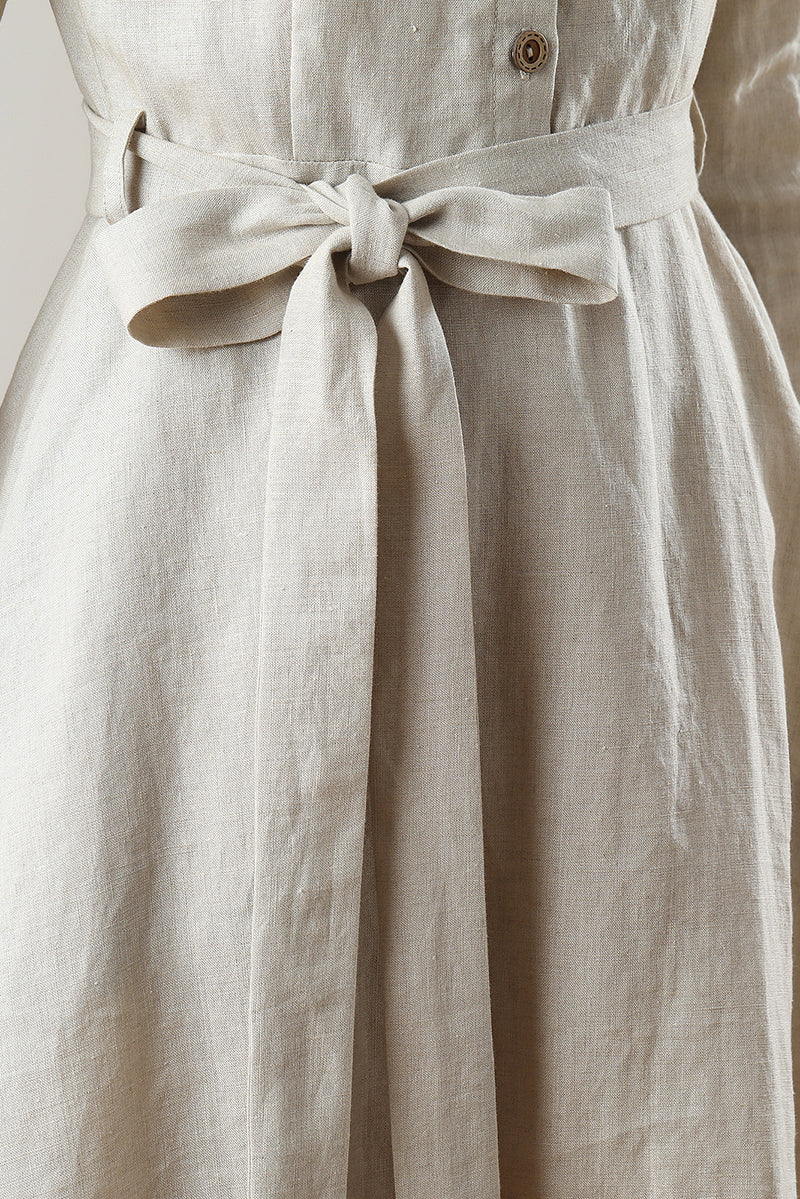 Spring Summer Linen Shirt Dress C3209