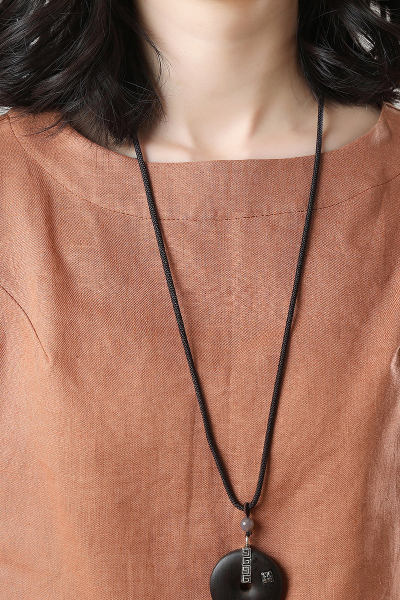 Casual Orange Linen Tops C3215