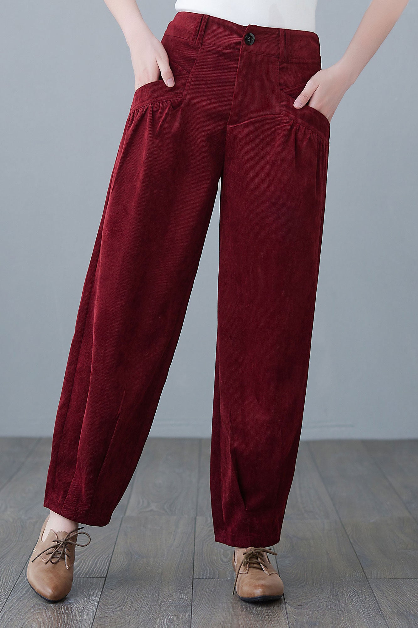 Wide Leg Corduroy Pants Women C2621