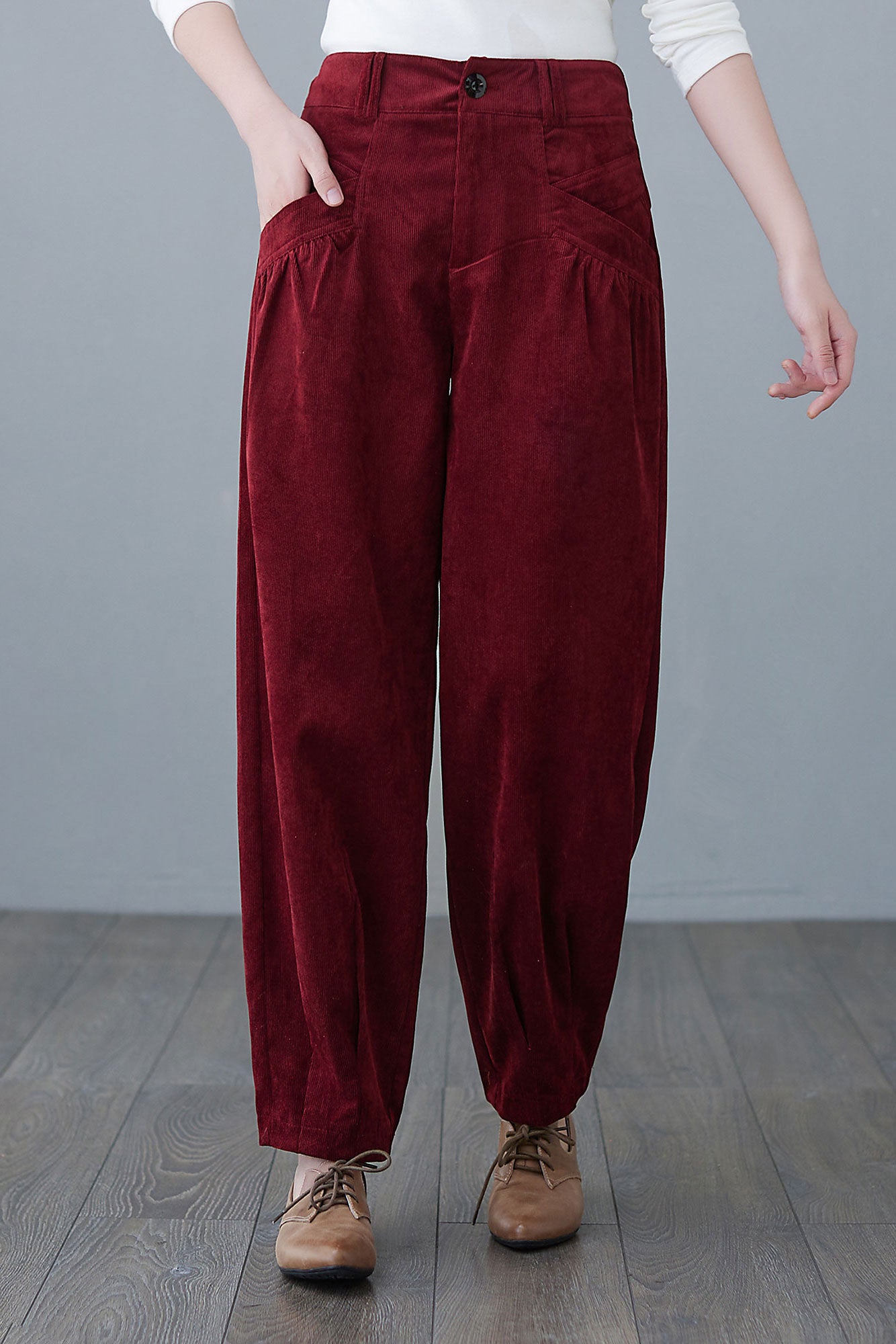 Wide Leg Corduroy Pants Women C2621