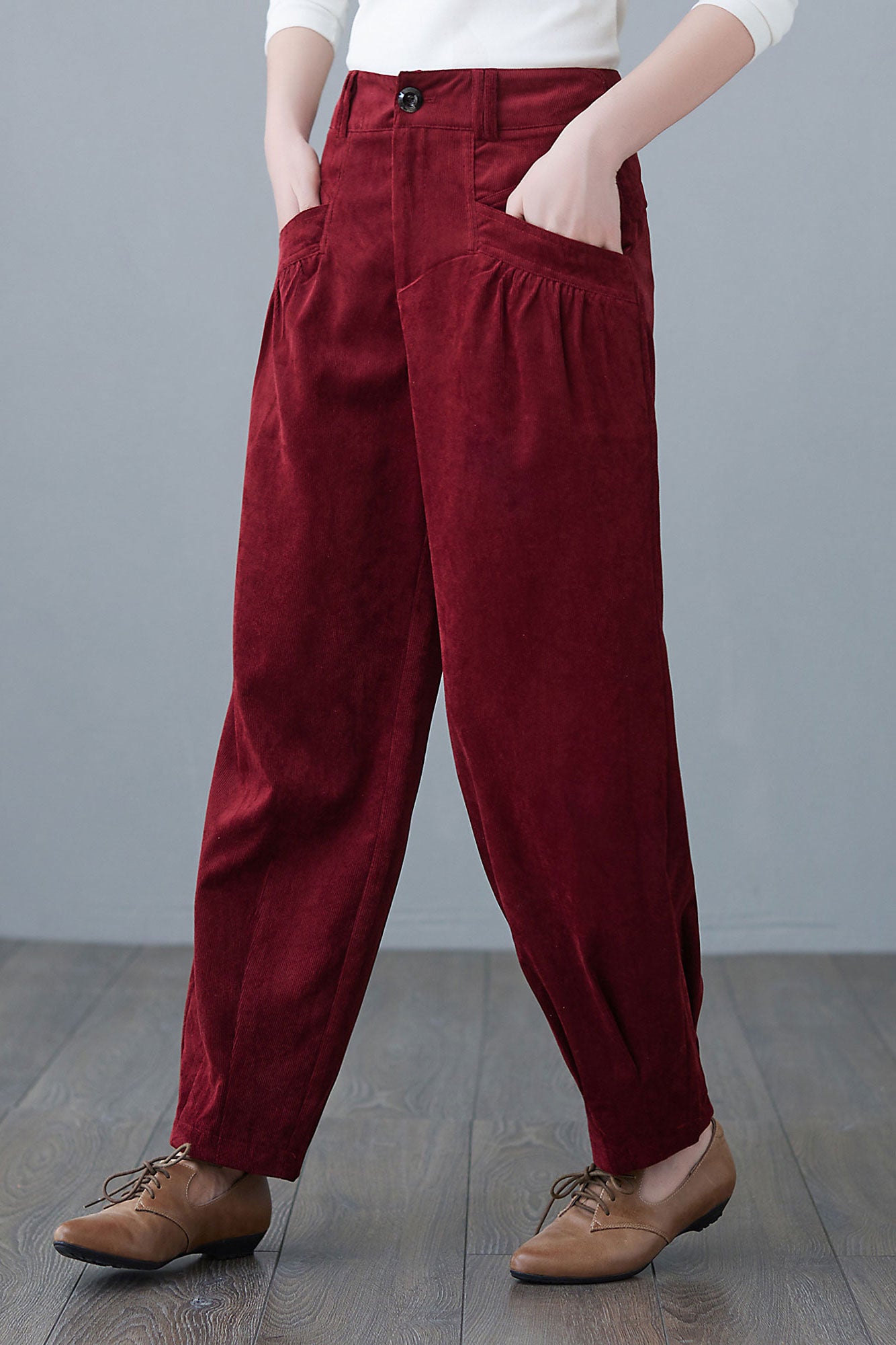 Wide Leg Corduroy Pants Women C2621