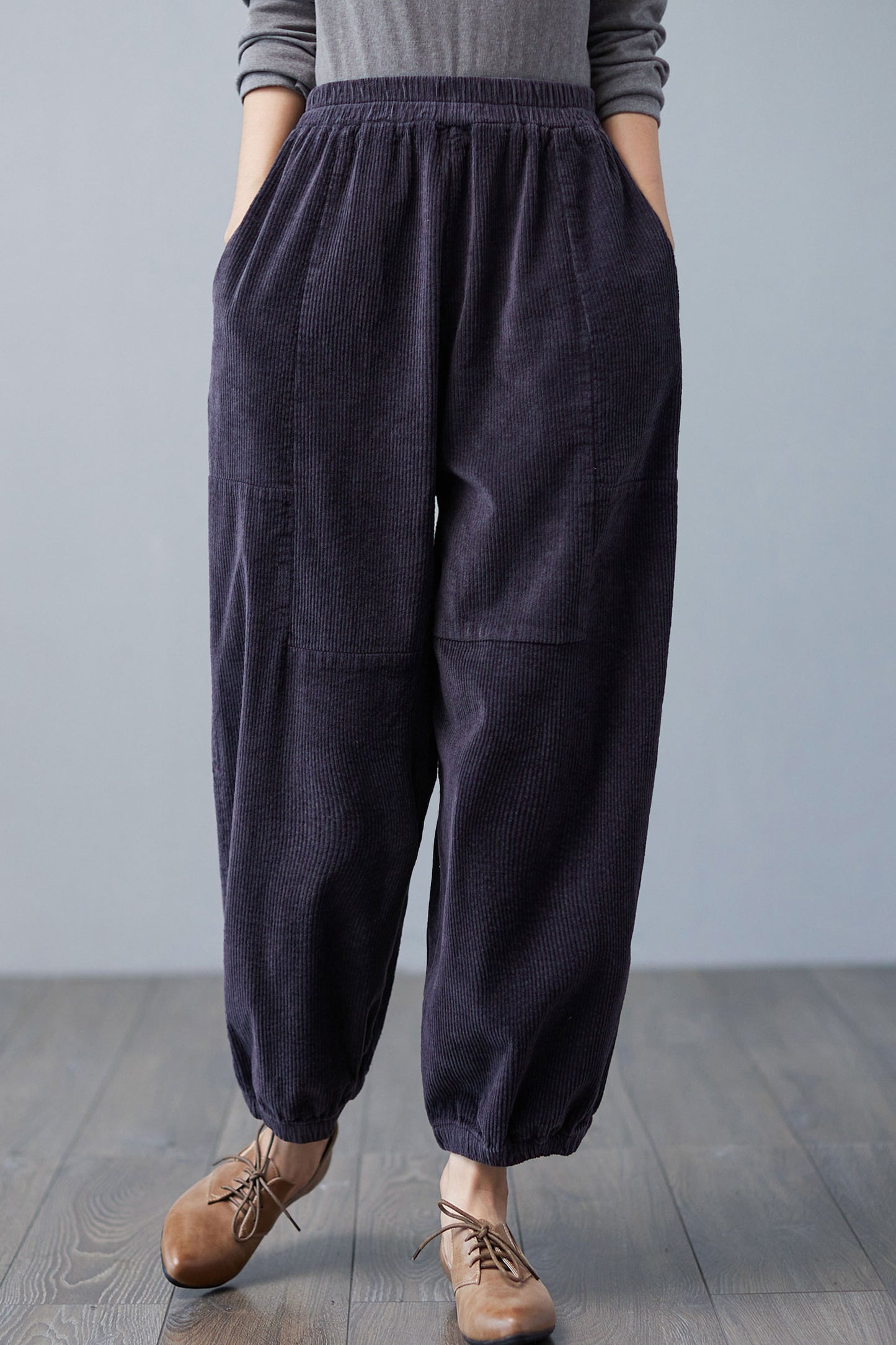 Retro Wide Leg Cotton Corduroy Pants C4339