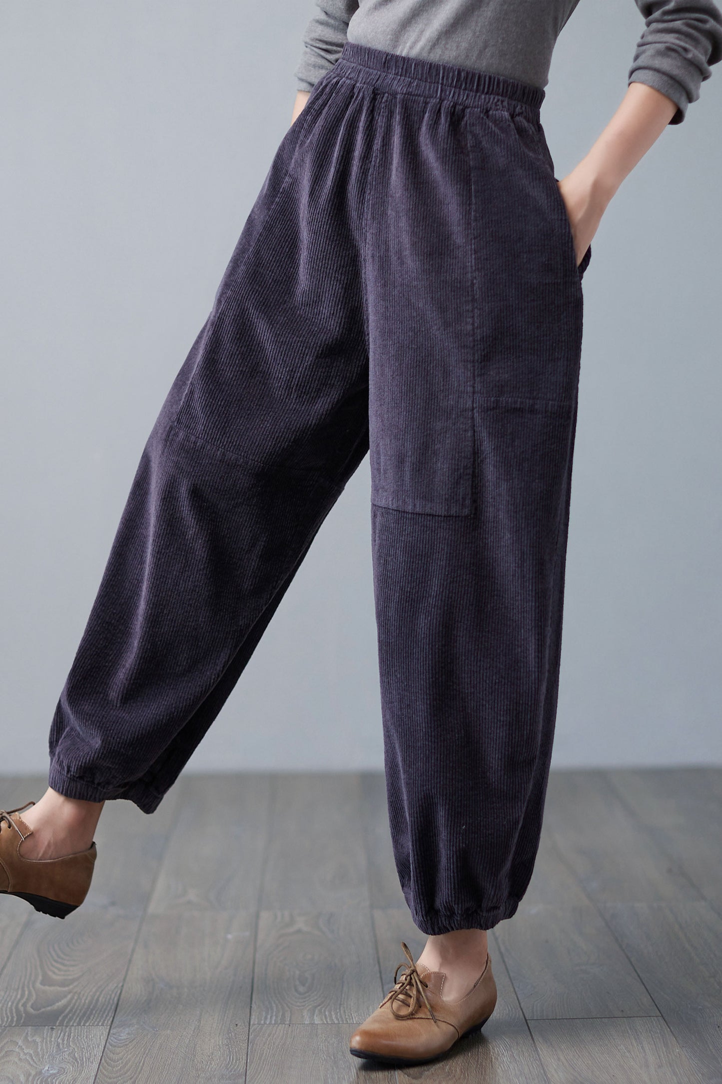 Retro Wide Leg Cotton Corduroy Pants C4339