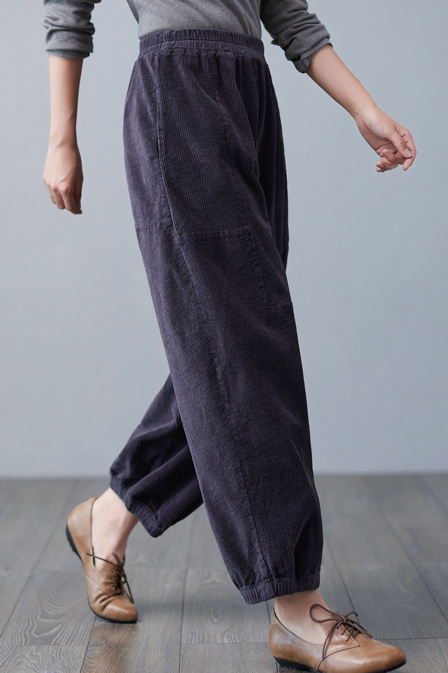 Retro Wide Leg Cotton Corduroy Pants C4339