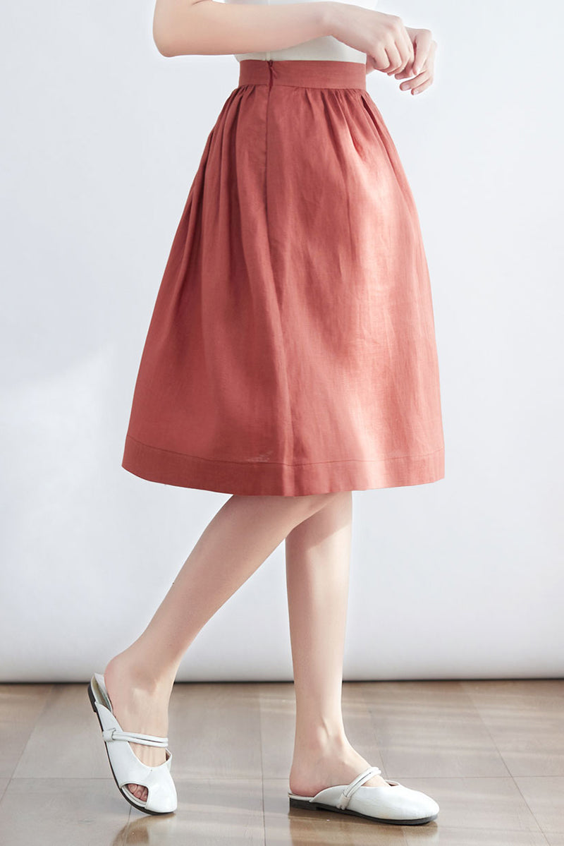 Women Casual Linen Midi Summer Minimalist Skirt C2700 - Size XS #CK2200129