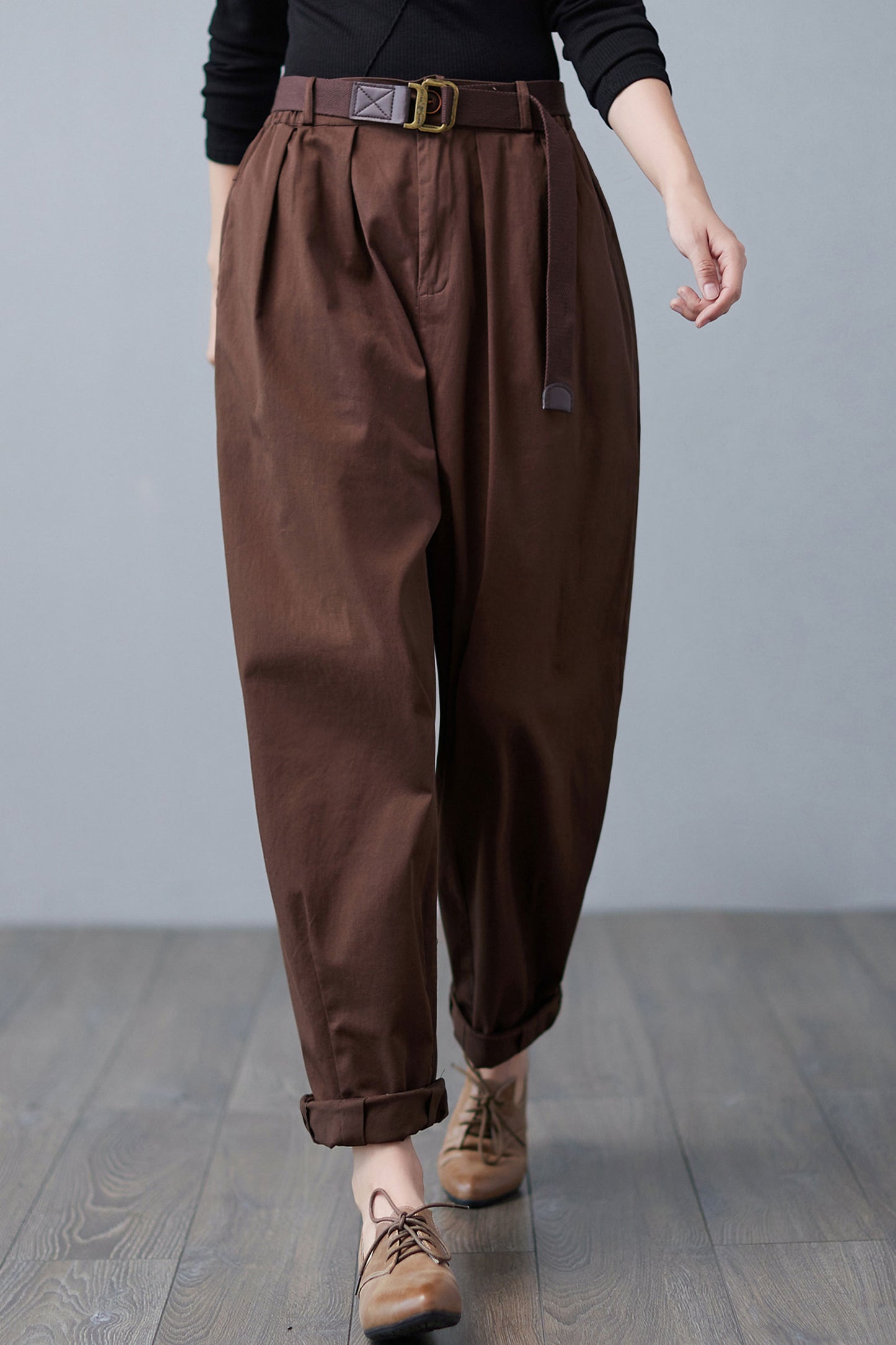 Vintage Inspired Loose Cotton Tapered Pants Women C2511