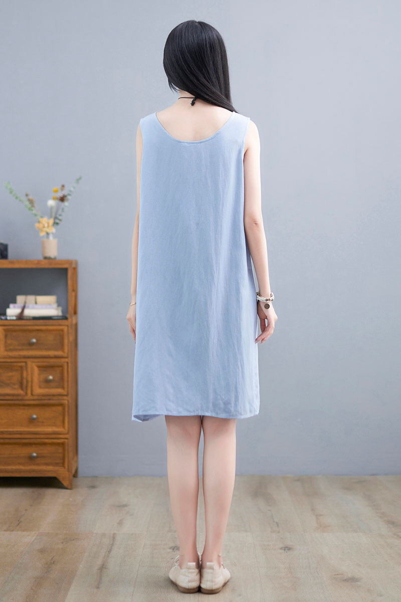Summer Light Blue Tank Dress For Women C2253