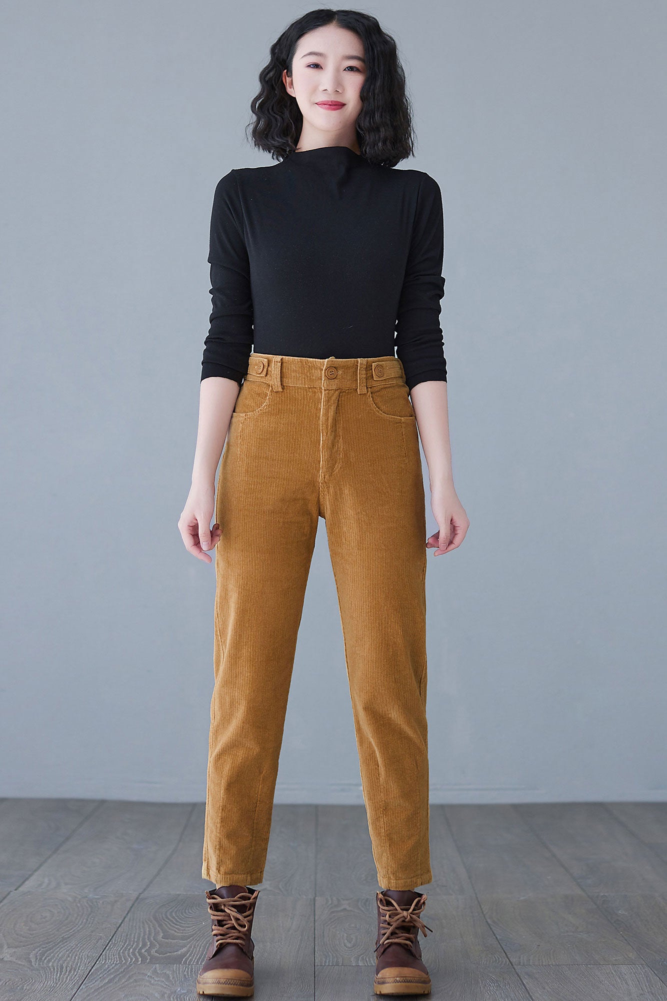 Loose Solid Corduroy Tapered Pants C2625
