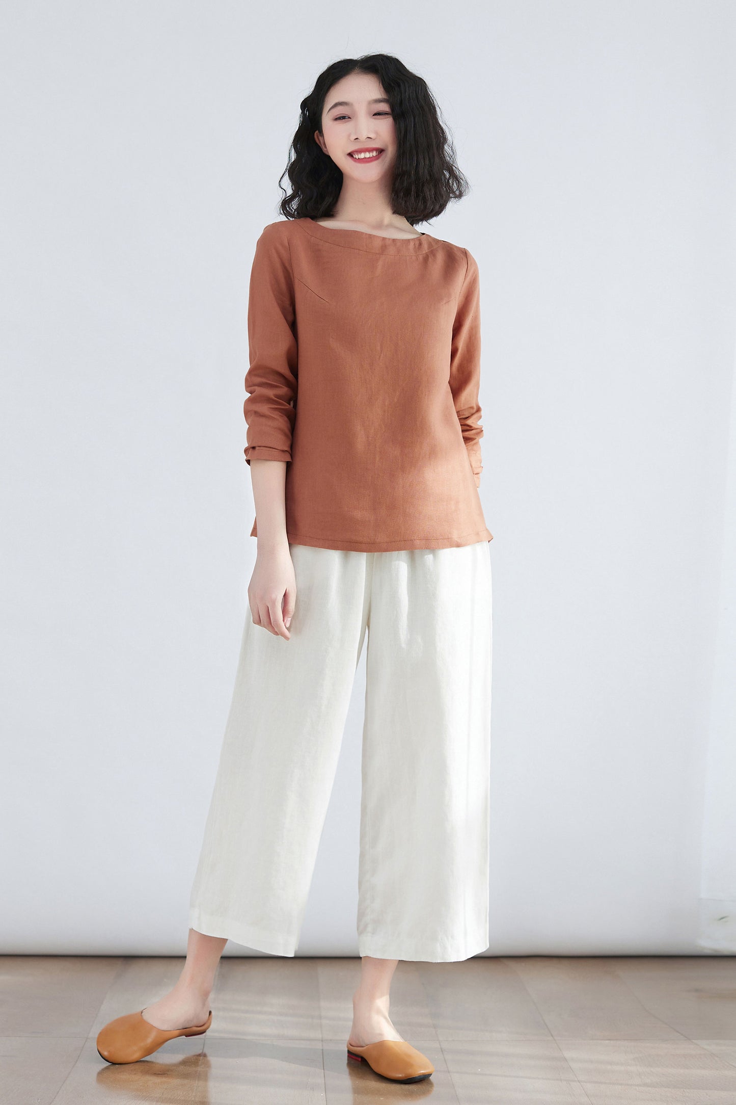 Spring Long Sleeve linen blouse C2703