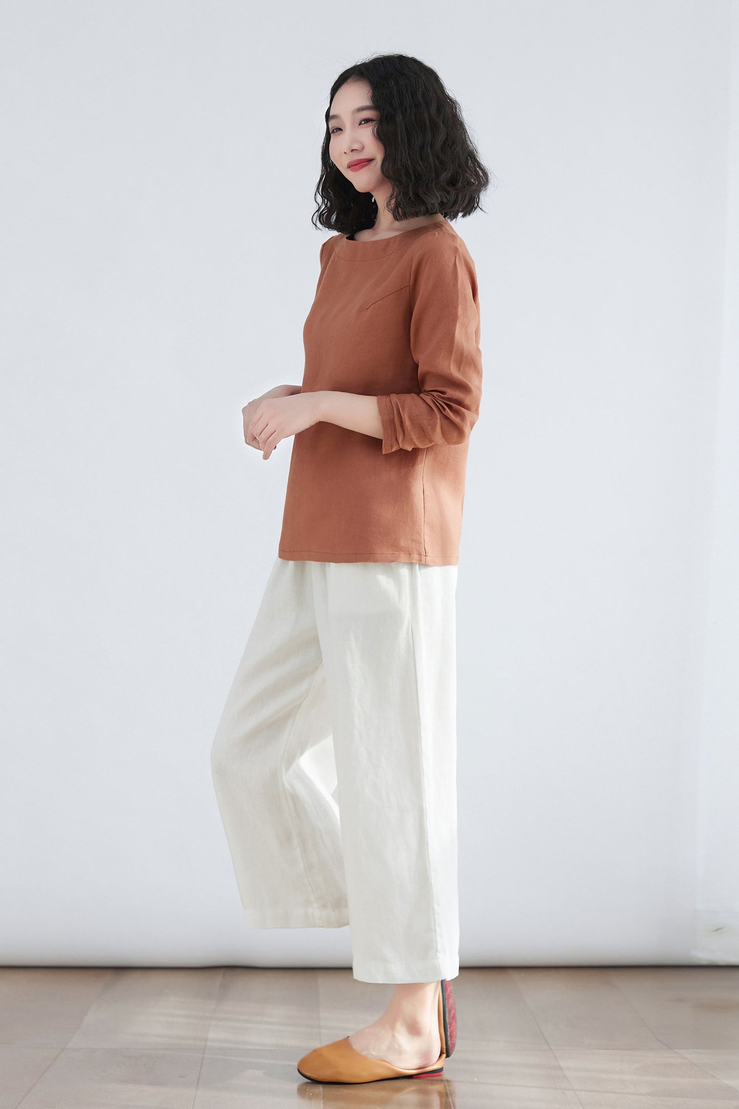 Spring Long Sleeve linen blouse C2703