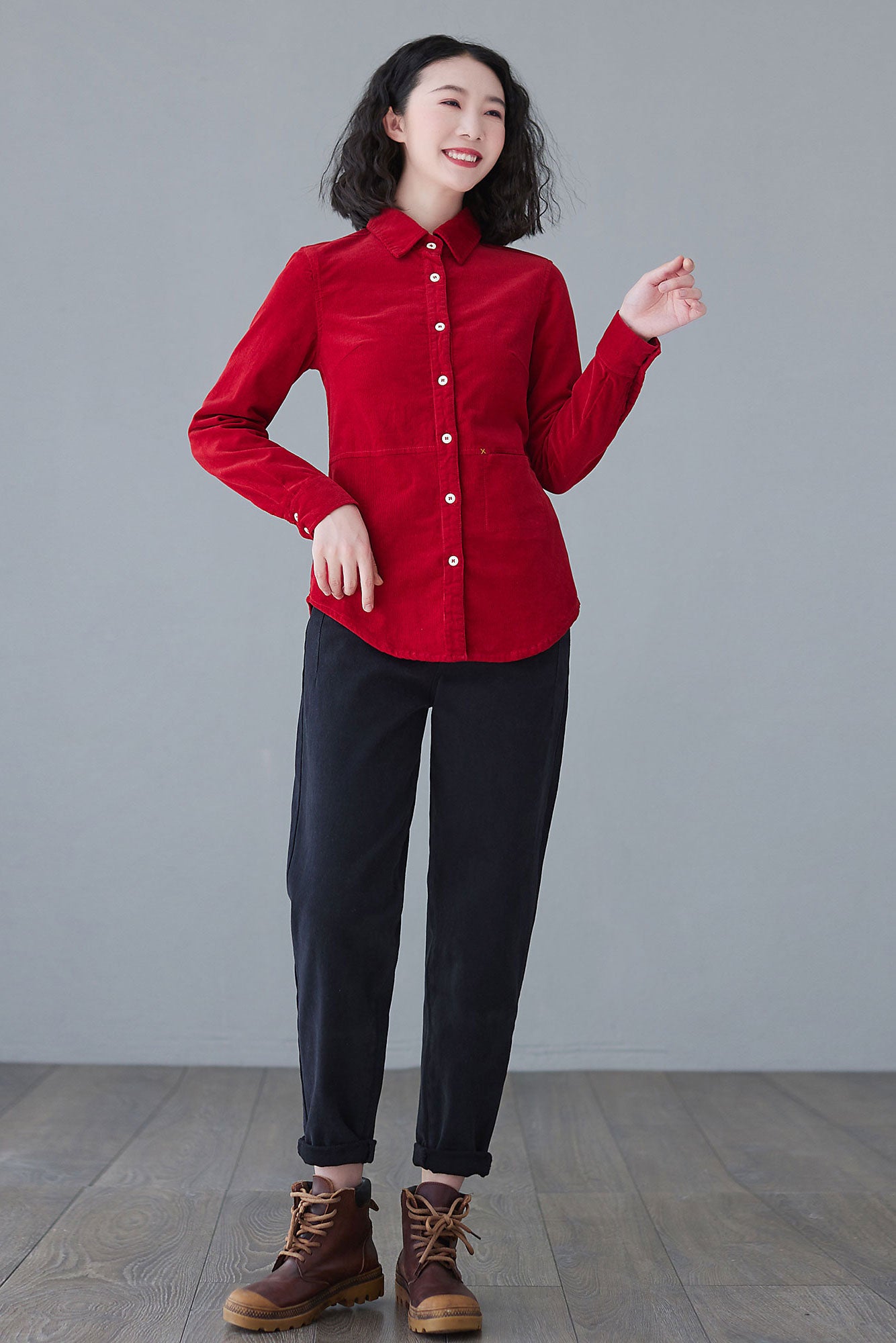 Women's Burgundy Corduroy Shirt C2628