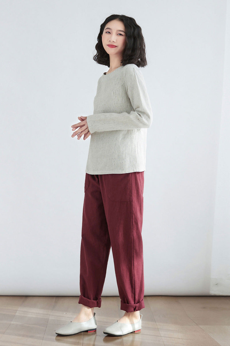 Womens Casual Organic linen tops C2706