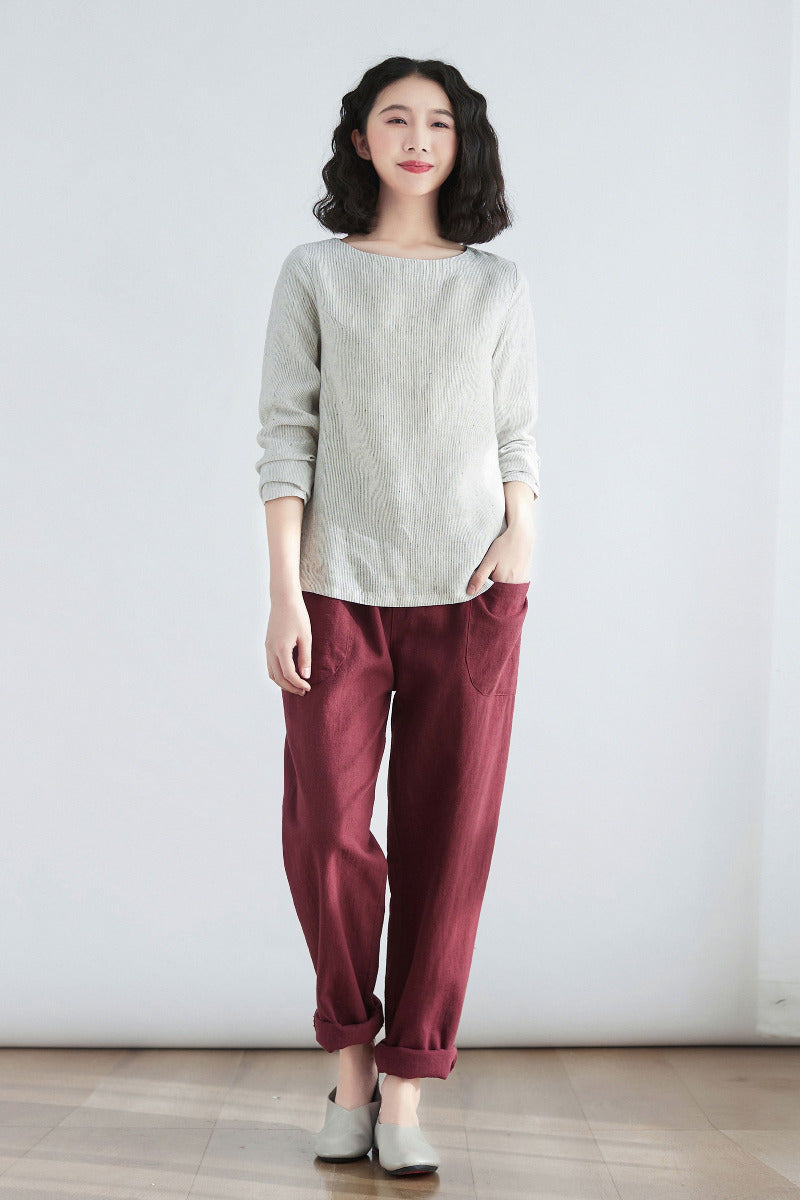 Womens Casual Organic linen tops C2706