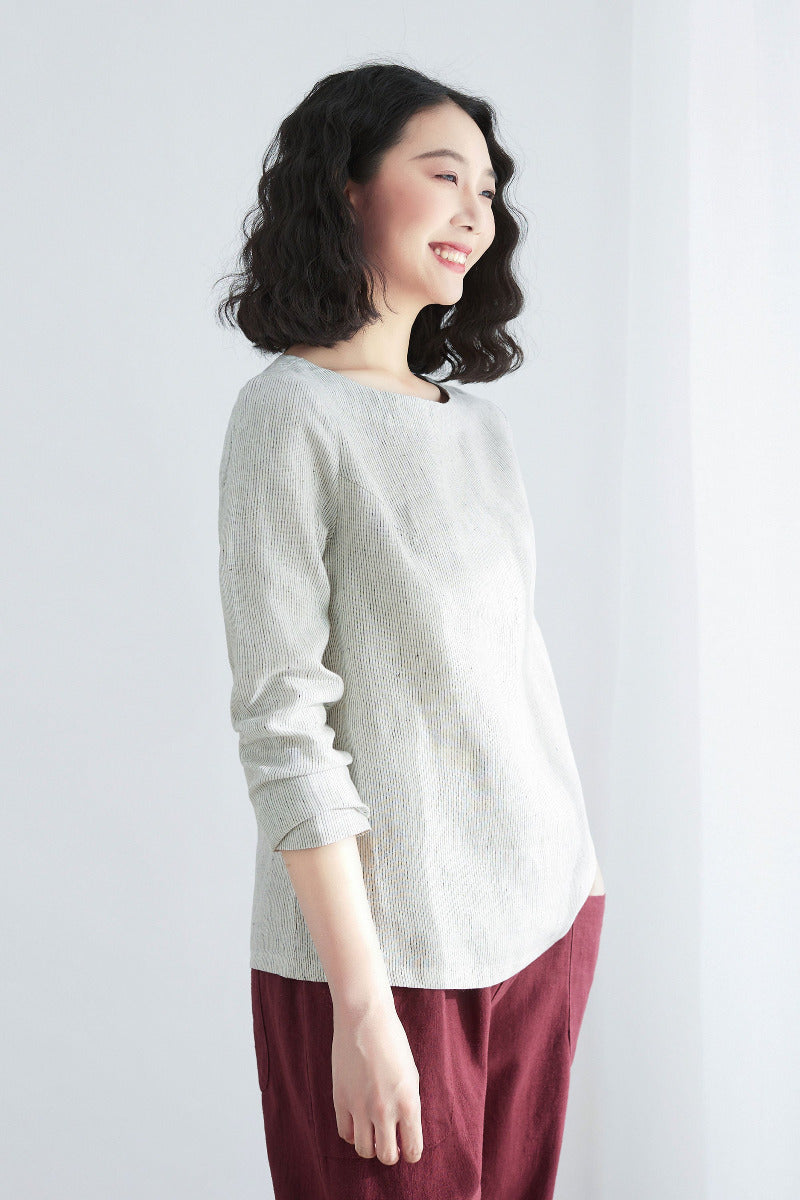 Womens Casual Organic linen tops C2706