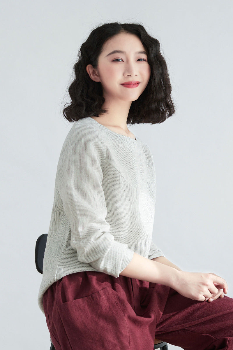 Womens Casual Organic linen tops C2706
