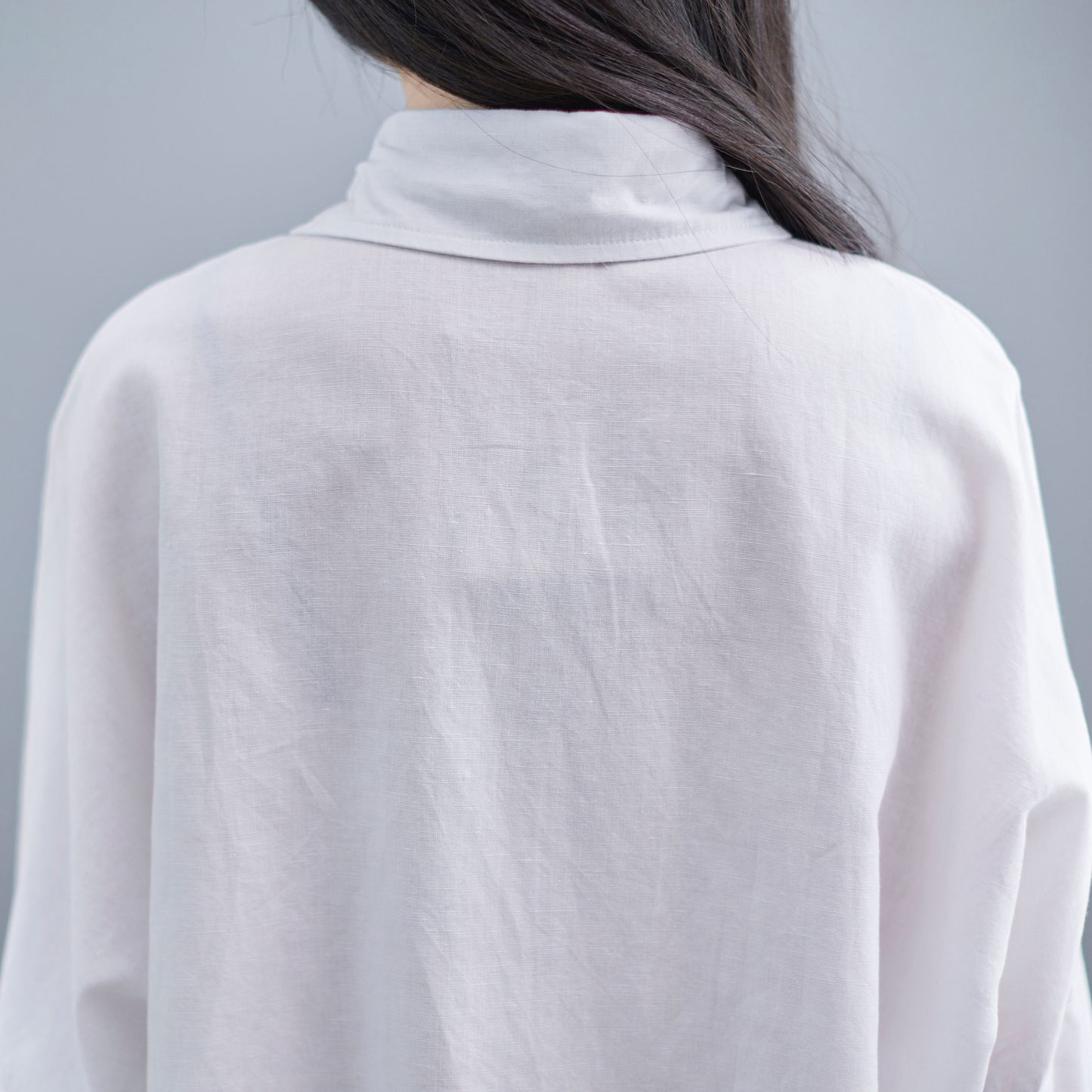 Long Sleeve Linen Shirt Tops in White C2271#YY05133