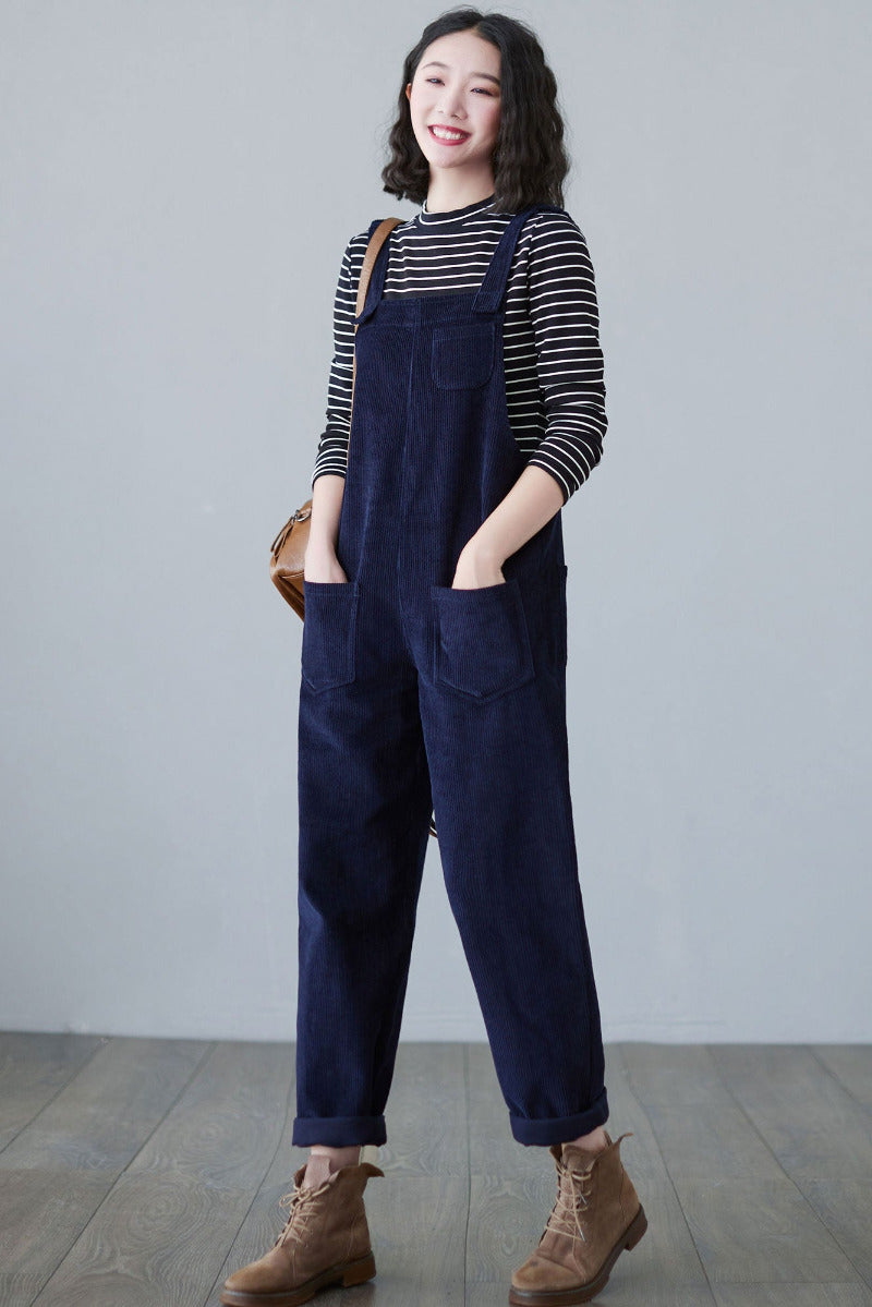 Women Plus Size Corduroy Overalls C2494#