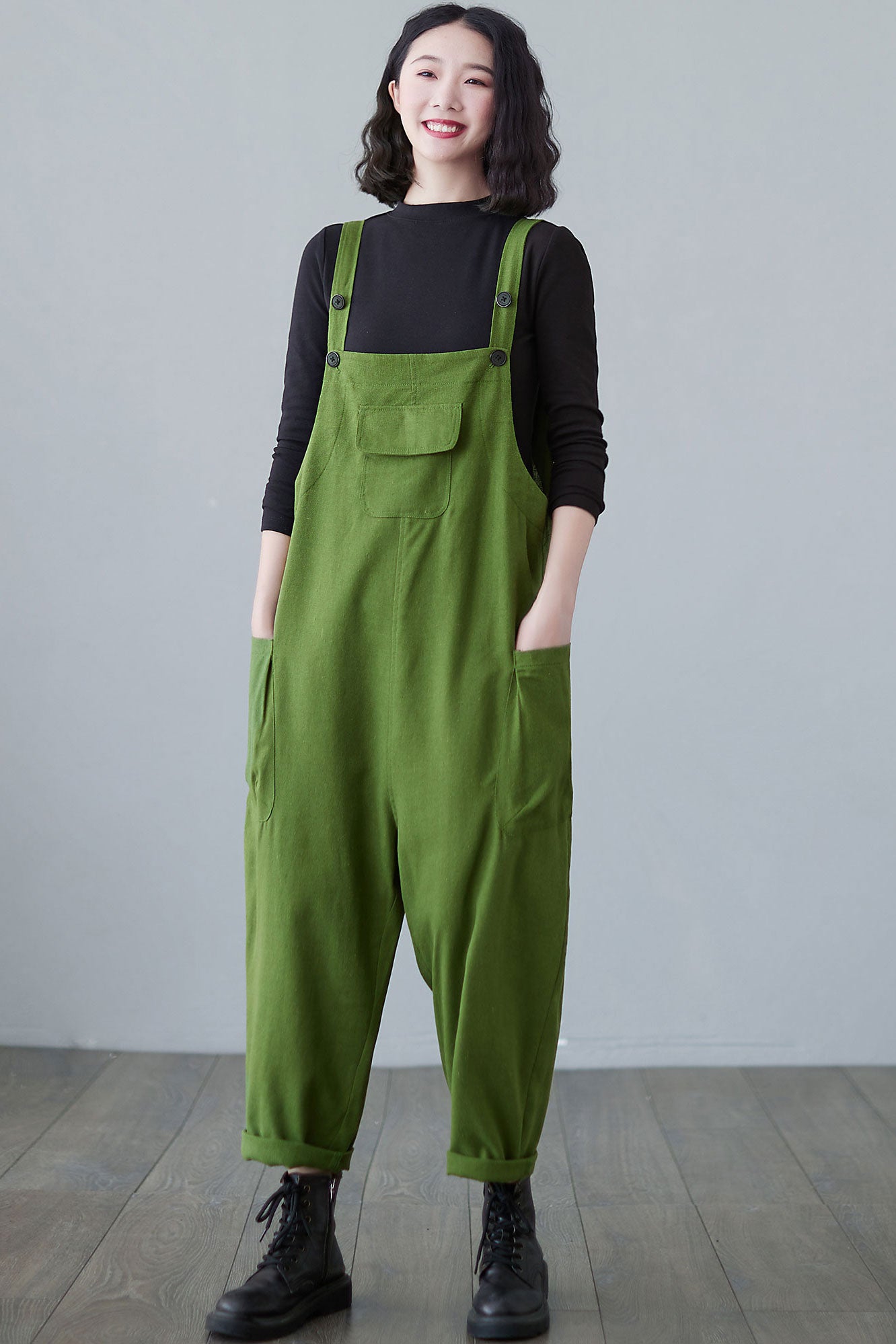 Loose fit Linen Jumpsuits Women C2498
