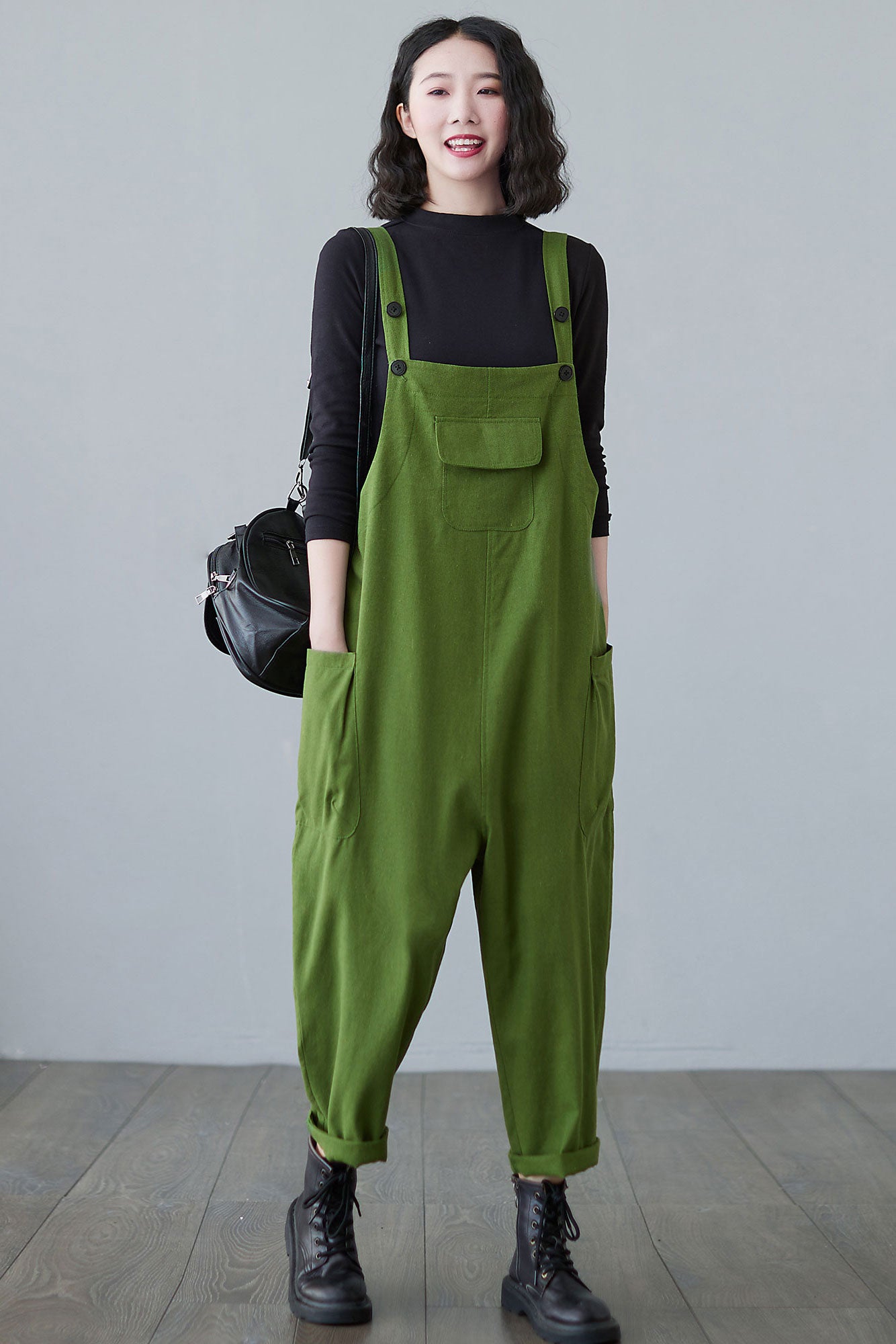 Loose fit Linen Jumpsuits Women C2498