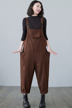 Load image into Gallery viewer, Plus Size Caramel Harem Linen Overalls C2499
