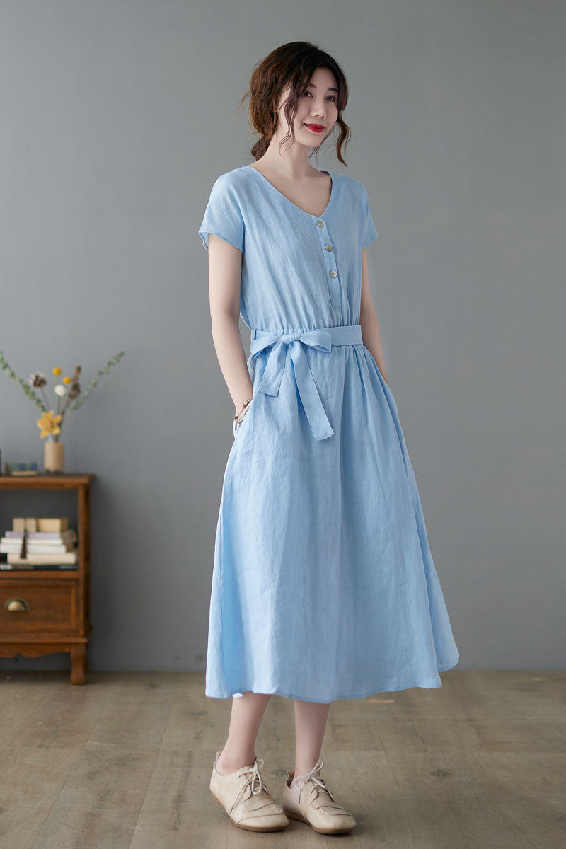 Summer Linen Dress for Woman C2236
