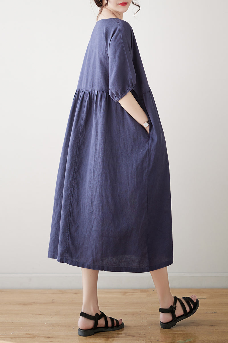 Summer Loose Linen Dress C3176