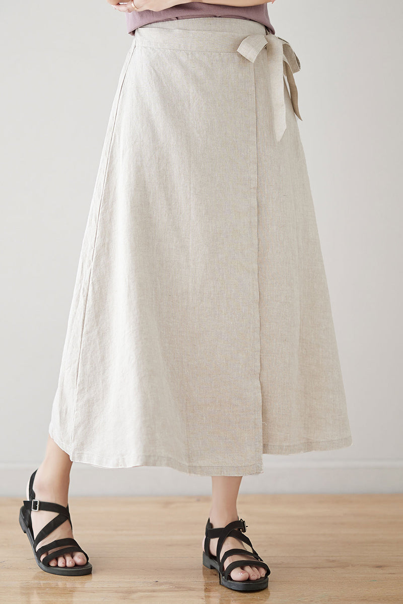 High Waist A-Line Linen Skirt C3180