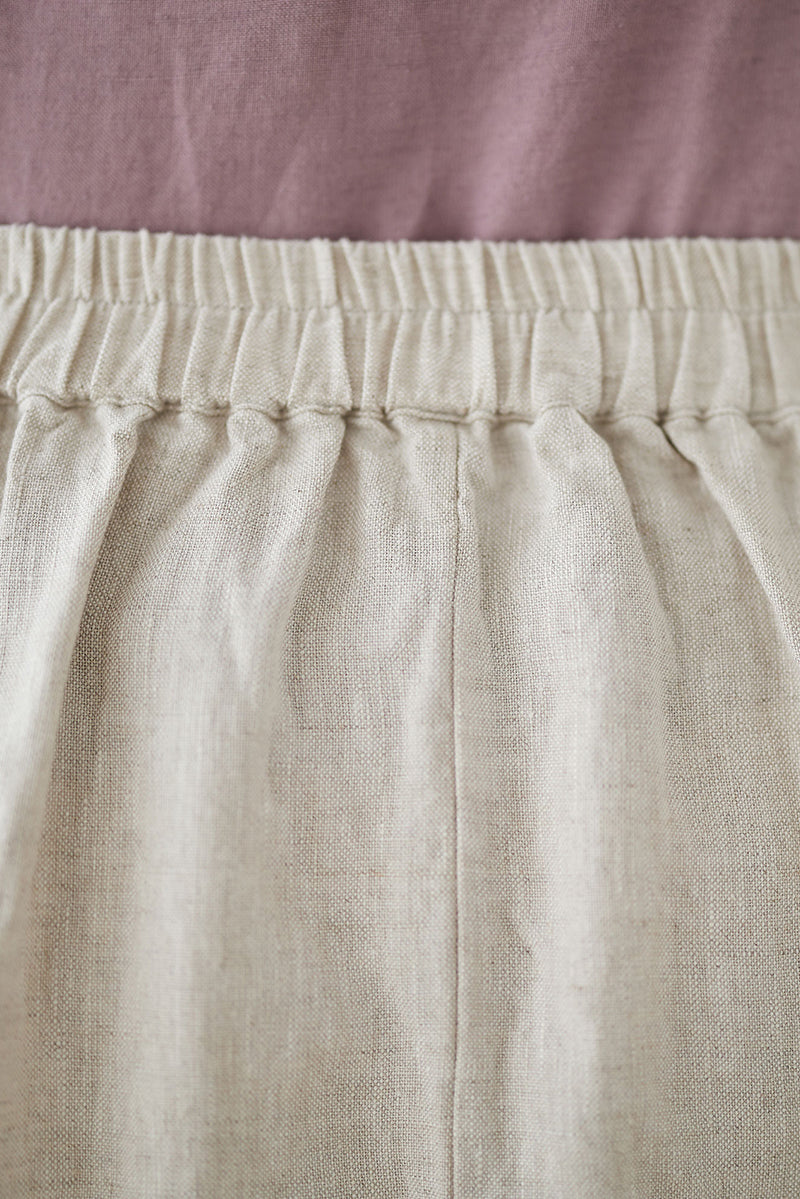 High Waist A-Line Linen Skirt C3180
