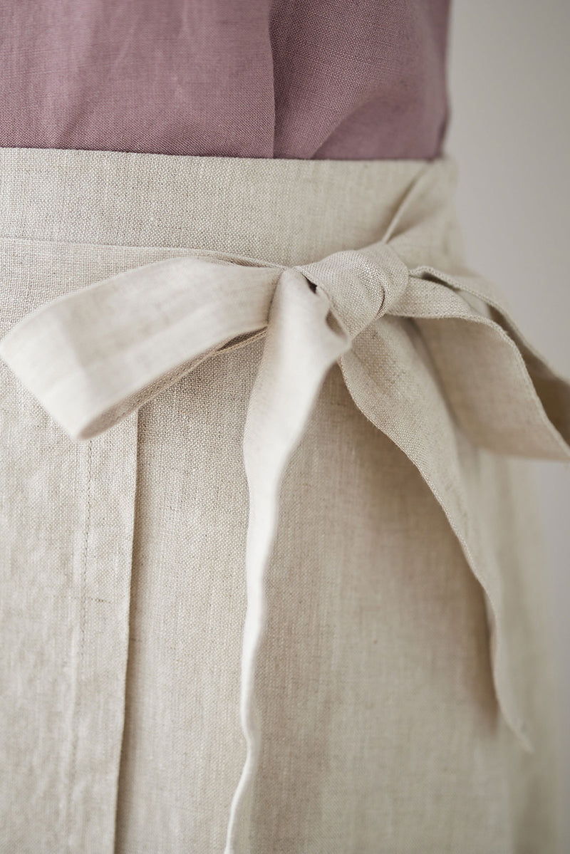 High Waist A-Line Linen Skirt C3180