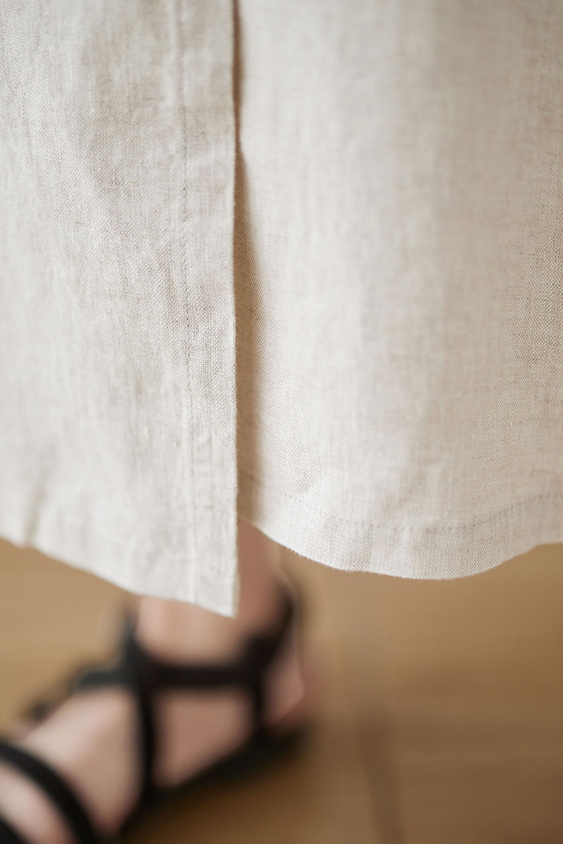 High Waist A-Line Linen Skirt C3180