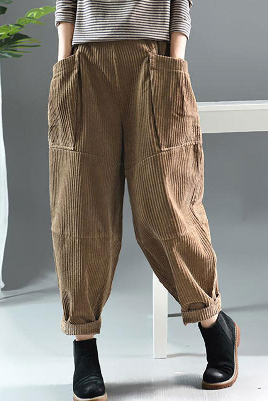 Corduroy baggy pants for women 43A011