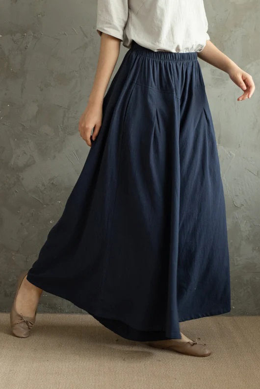 Spring and Summer Casual Cotton Linen Skirt Pants C2854