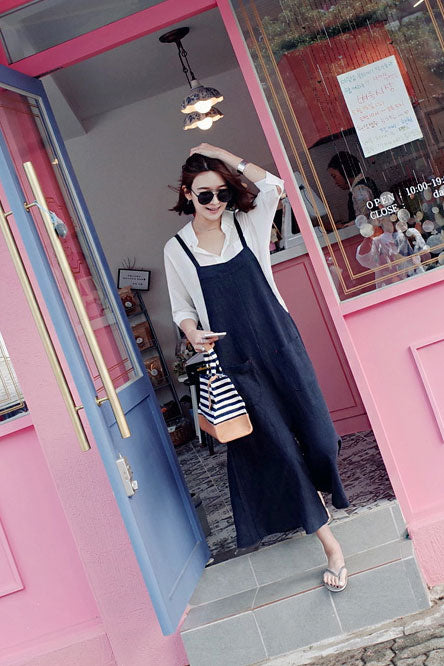 Casual Blue Linen Jumpsuits C2385