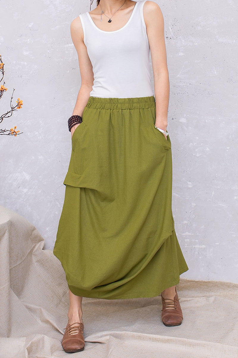 Summer Women Linen Asymmetrical Casual Skirt C2799#CK2201371