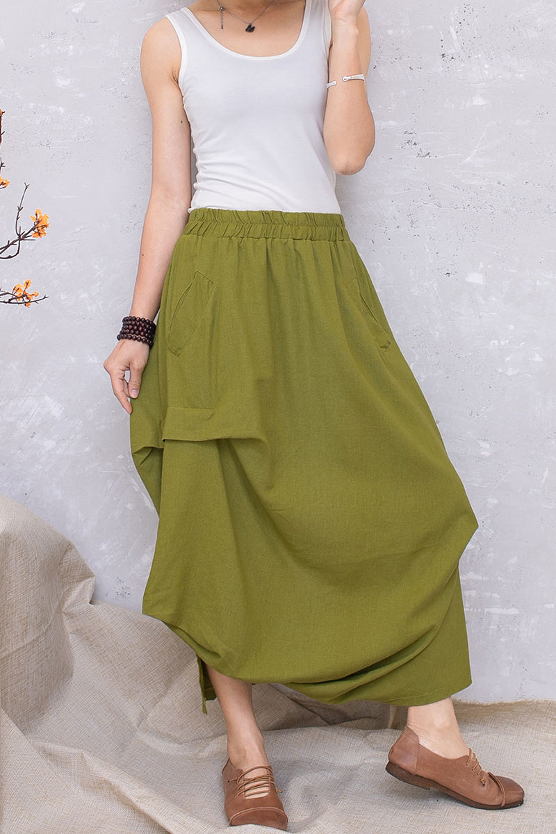 Summer Women Linen Asymmetrical Casual Skirt C2799#CK2201371