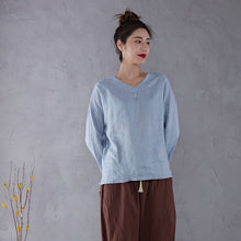 Load image into Gallery viewer, Blue Basic Oversize Linen Top C1911
