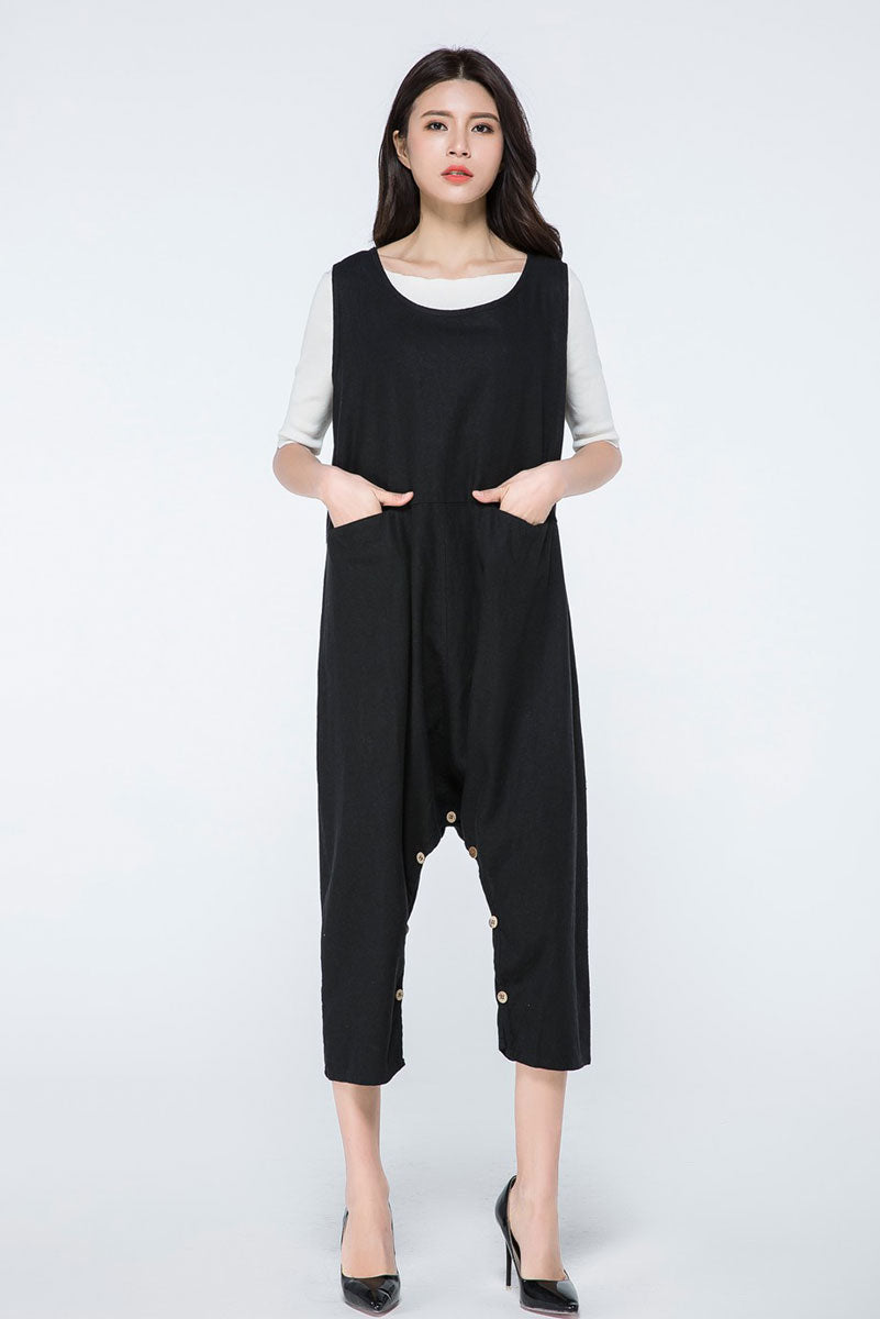 Women Harem Linen Jumpsuit C1074,Size XS/L #YY03425
