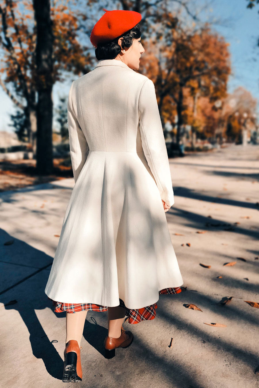 White Winter Long Wool Princess Coat C2629
